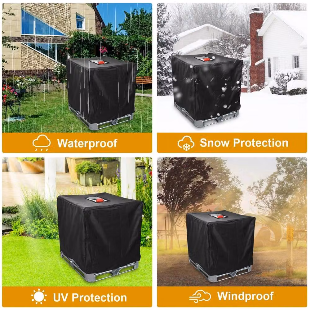 FLAVORA UV Resistant Protective Cover for 1000L, Black, W/D: 100 x 100 cm – 5