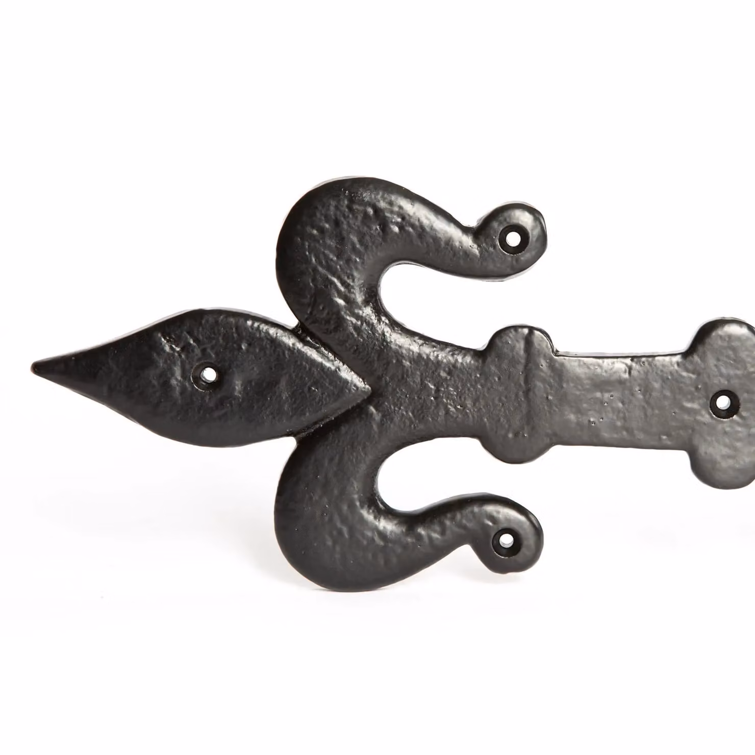 Hammer and Tongs Fleur De Lis T-Hinge in Matt Black Iron, Pack of 10, Width: 31 cm – 4