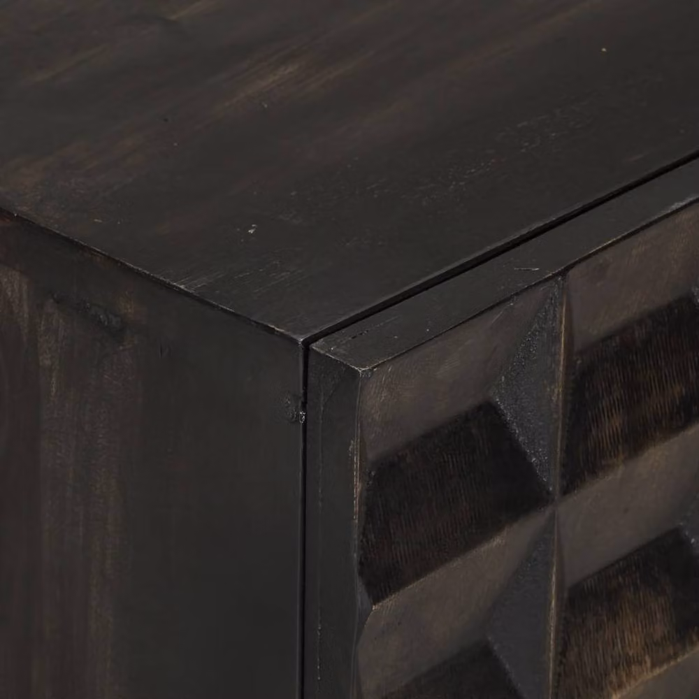 Berkfield Home Black Mango Wood and Iron Modern Sideboard W/D/H: 55 x 34 x 75 cm – 3
