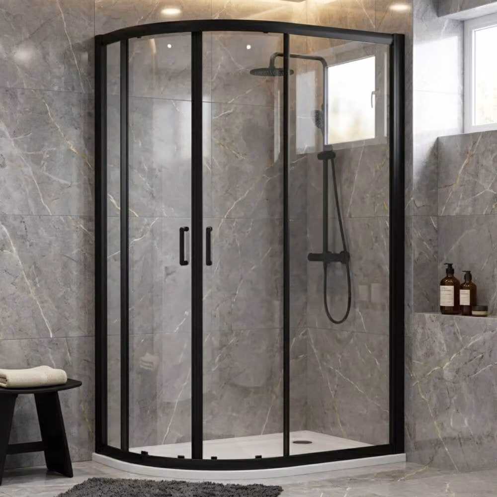 Balterley Ellenhall 8mm Glass Offset Quadrant Shower Enclosure, Black, W/D: 1200 x 800 mm – 3