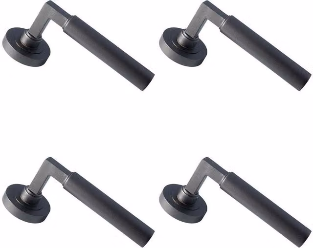 Loops 4x Pair Straight Round Bar Handles with Round Rose in Matt Bronze – 1