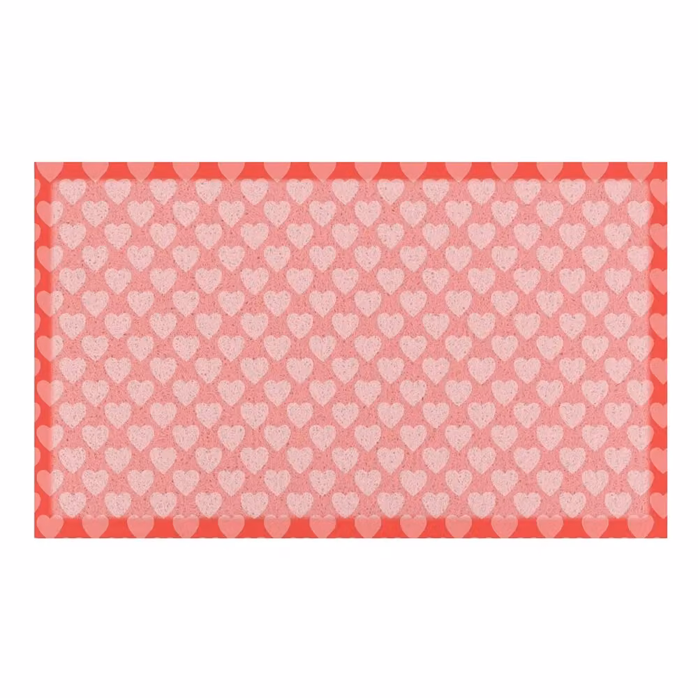 Artsy Mats Pink Heart Pattern Rectangular Doormat, W: 70 cm, D: 40 cm – 2