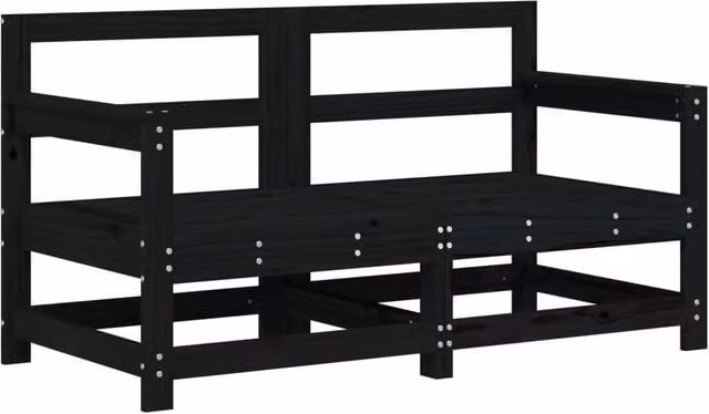 Berkfield Home 2-Piece Rustic Black Solid Wood Pine Garden Corner Sofa Set