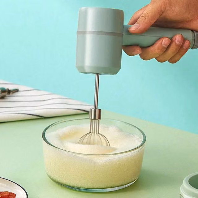 FLAVORA 3-in-1 Portable Electric Hand Blender Mixer and Processor Chopper in Green