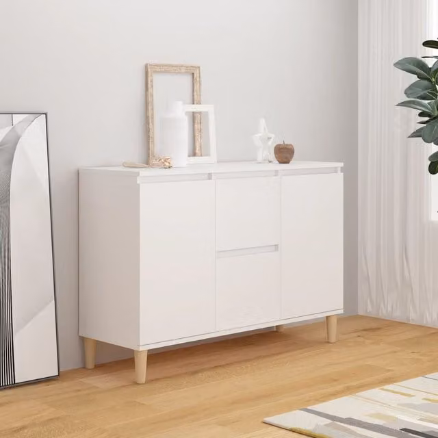 Berkfield Home White Scandinavian Sideboard in MDF, W/D/H: 103.5 x 35 x 70 cm – 1