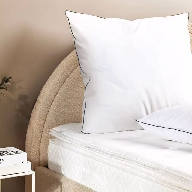 Wyld Haus 2 Pack White Cotton Square Pillows with Microfibre Fill, 80 x 80 cm