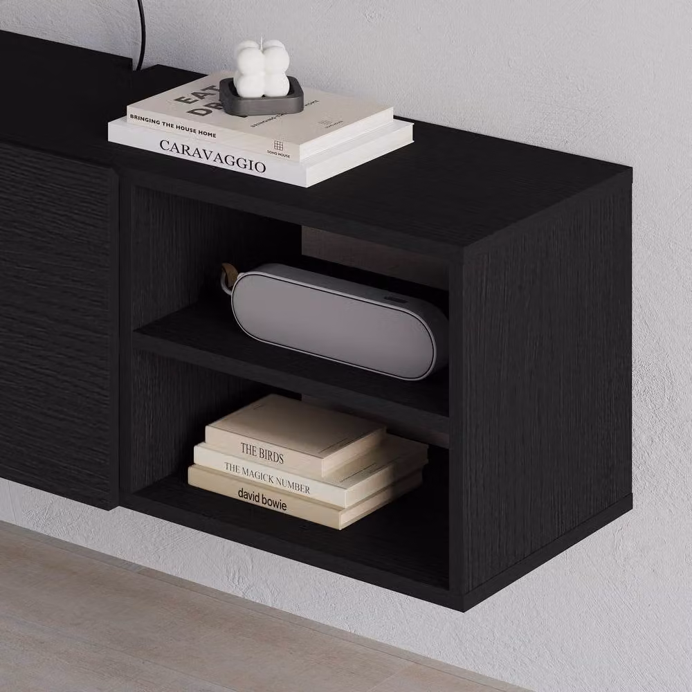 Decortie Conrad Wall-Mounted Floating TV Unit in Black – 3