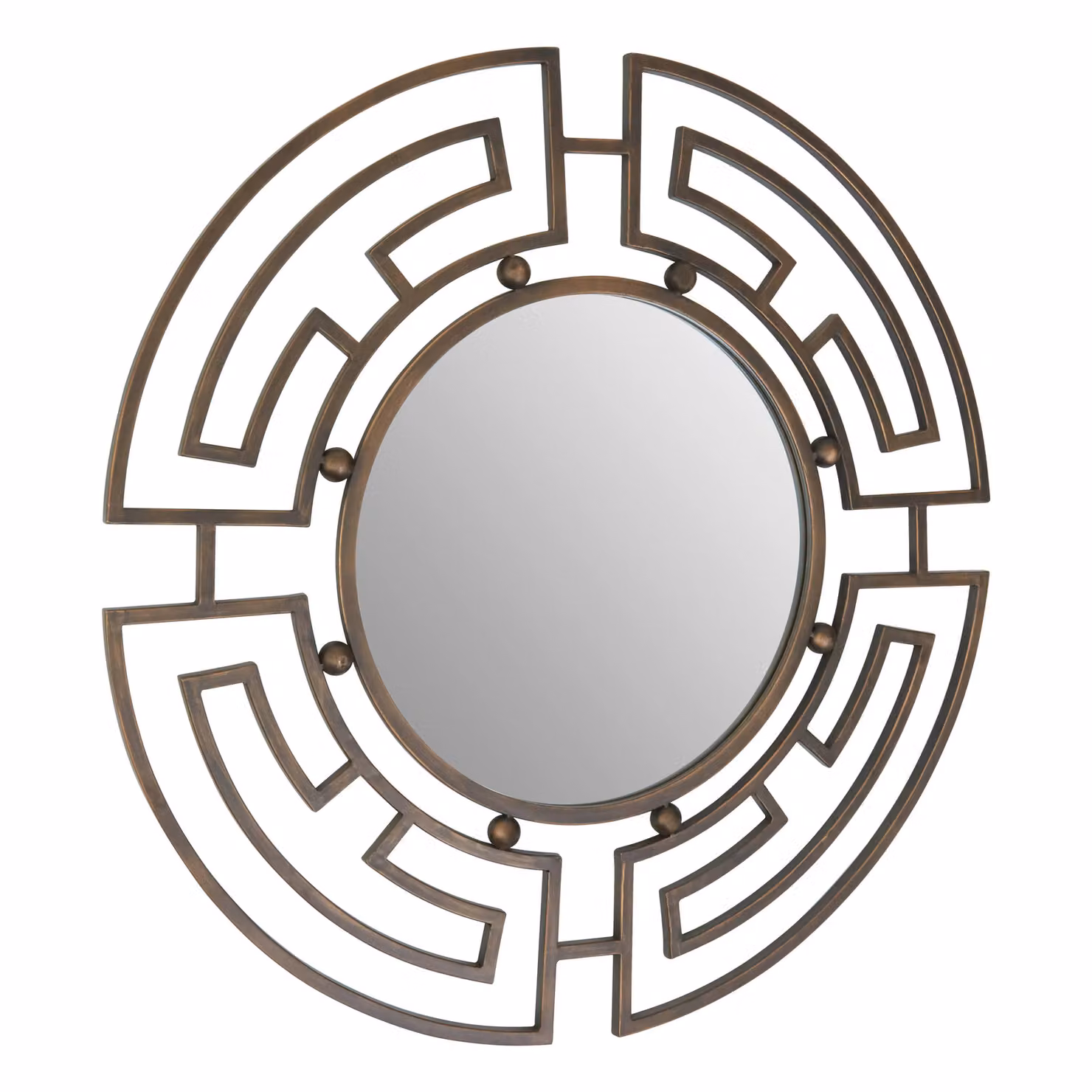 Orsina Jalal Round Metal Frame Wall Mirror in Brown – 2