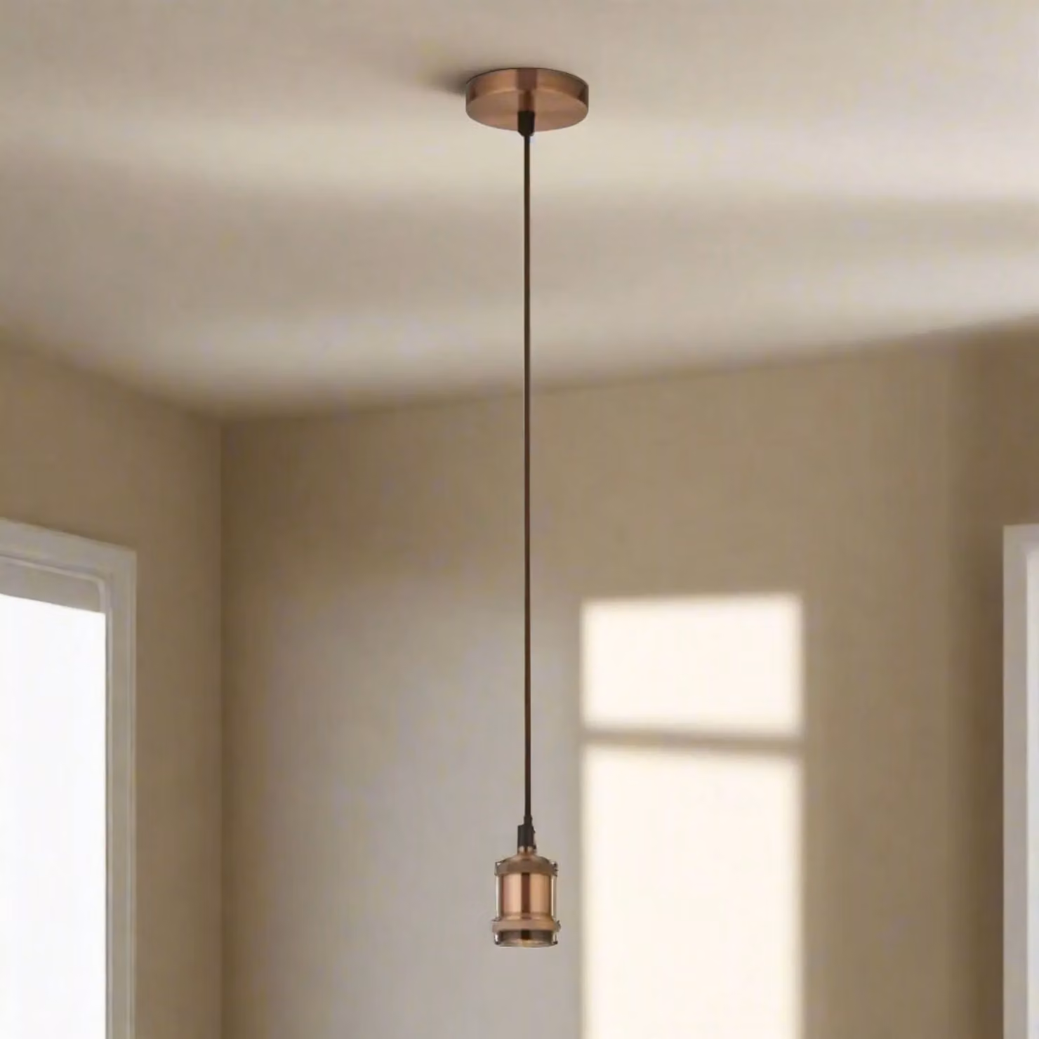 CGC Lighting Cassie Adjustable Copper Cylinder Pendant Light with Matching Ceiling Rose and E27 Holder – 7