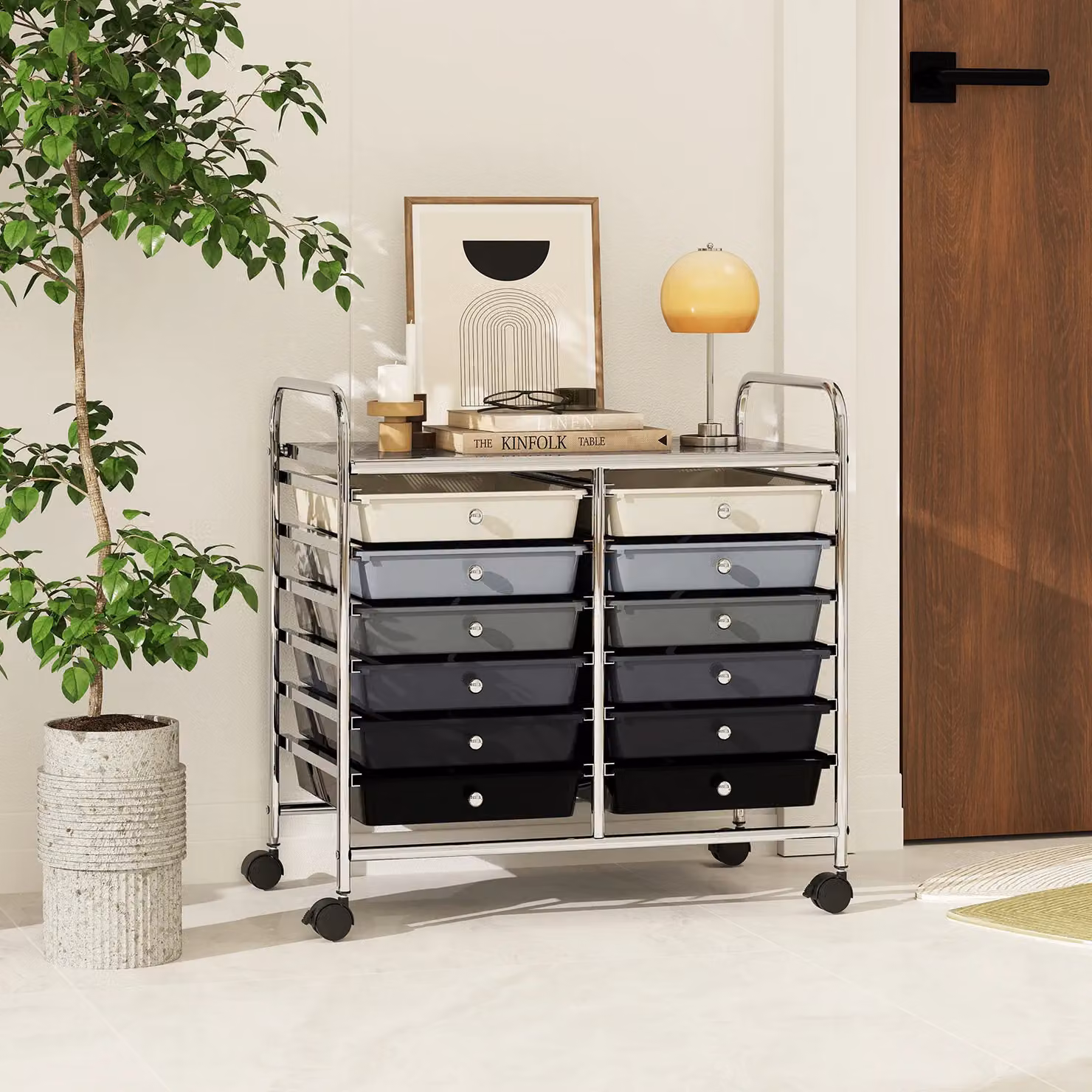 Costway 12 Drawer Multi-Purpose Utility Storage Rolling Cart in Black – 8