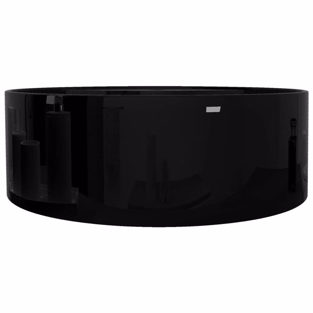 Berkfield Home Elegant Round Ceramic Bathroom Sink Basin with Overflow in Black – 3