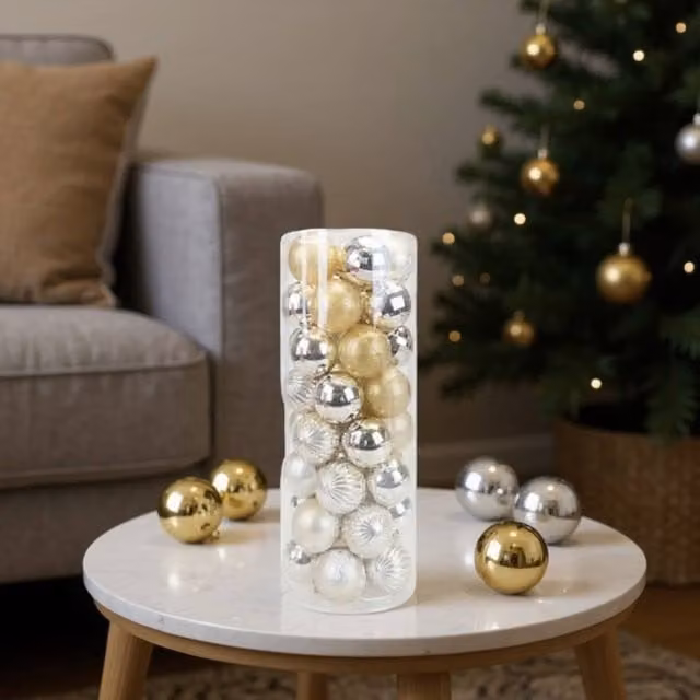 Garden Greatness 40 Pack Frosted Gold Christmas Baubles – 1