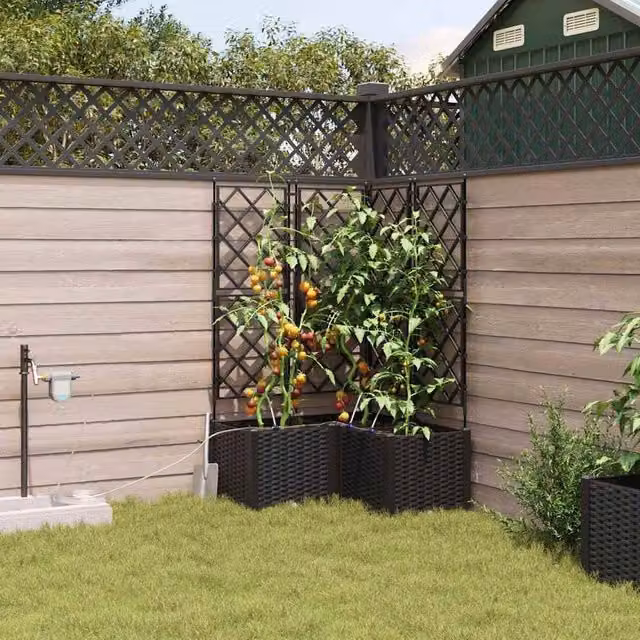 Berkfield Home Garden Planters with Water Irrigation System, 3 Piece Set, Black