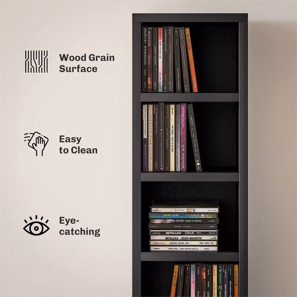 EONLION Black Matt Freestanding CD Storage Unit Width: 100 cm – 4