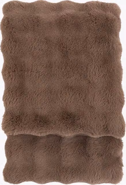 Perch & Parrow Cloud Faux Rabbit Fur Throw in Mocha Brown