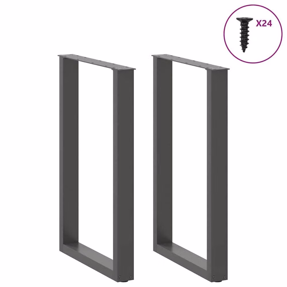 Berkfield Home U-Shaped Steel Coffee Table Legs, 2 Pieces, Anthracite and Black, H: 60 cm, W: 90-91 cm – 2
