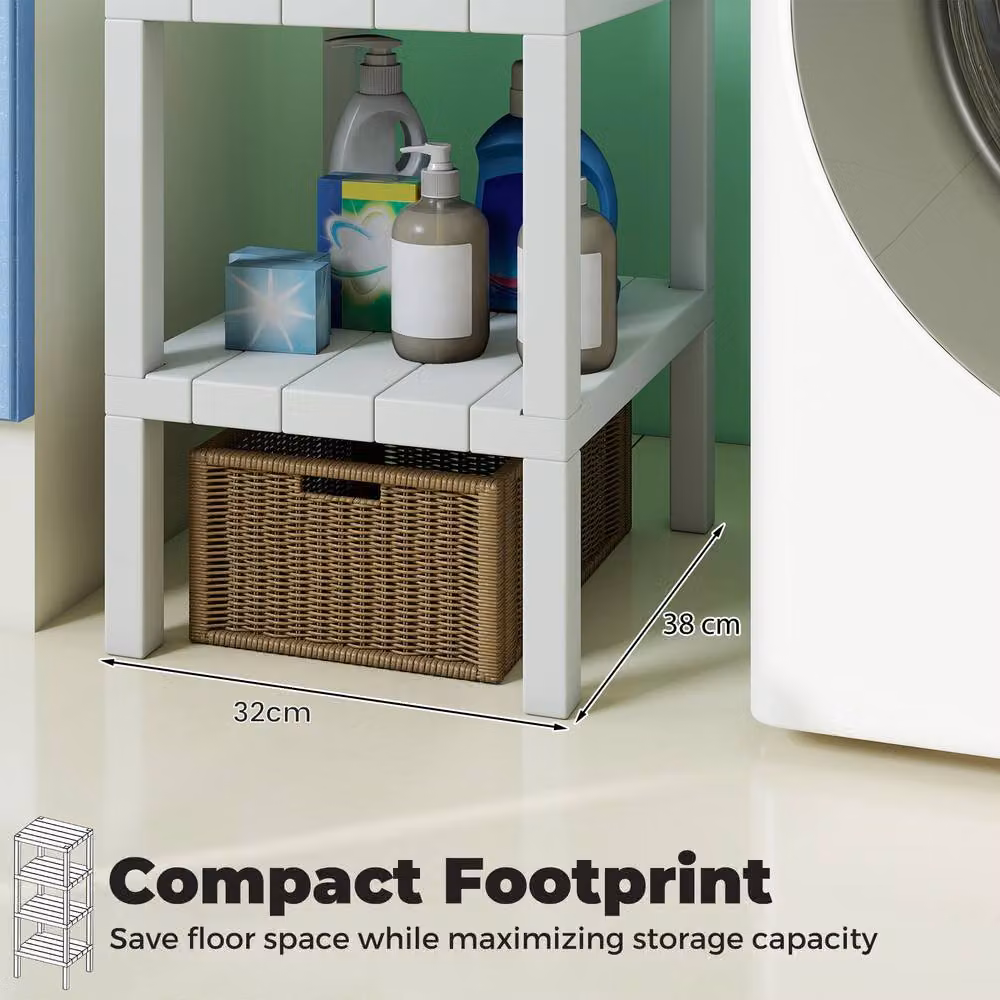 Costway 4-Tier Plastic Bathroom Storage Shelf Unit in White – 2