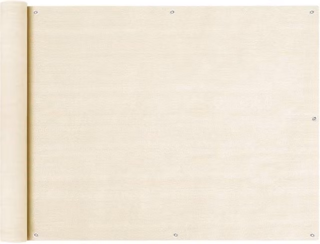 Berkfield Home Balcony Screen in Beige, HDPE, W: 90 cm, H: 400 cm