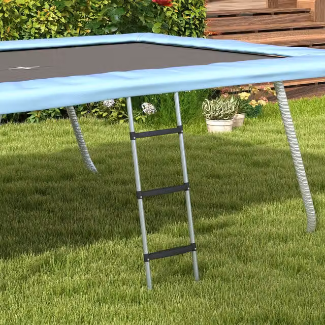 SPORTNOW Galvanised Steel Trampoline Ladder in Silver, Height: 110 cm