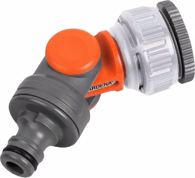Gardena Angled Tap Connector in Grey and Orange for 3/4 inch and 1/2 inch Taps