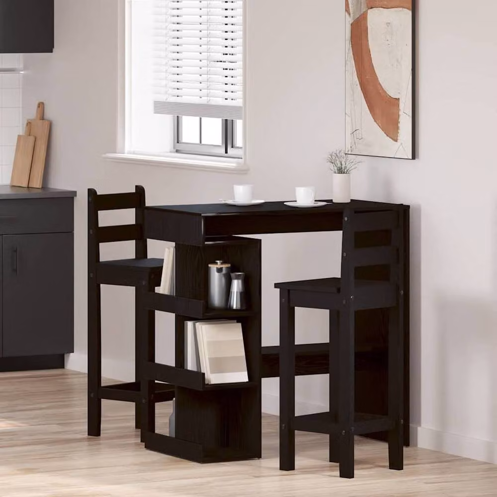 Berkfield Home Black Oak Bar Table with Storage Rack, W/D/H: 100 x 50 x 101.5 cm – 3