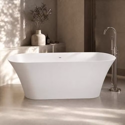 Balterley Smestow Luxury Contemporary Freestanding Oval Double Ended Bath Tub, White, W/D/H: 168 x 70 x 57 cm – 3