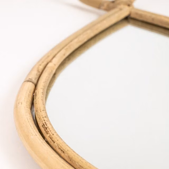Boho Living Beige Rattan Teardrop Wall Mirror