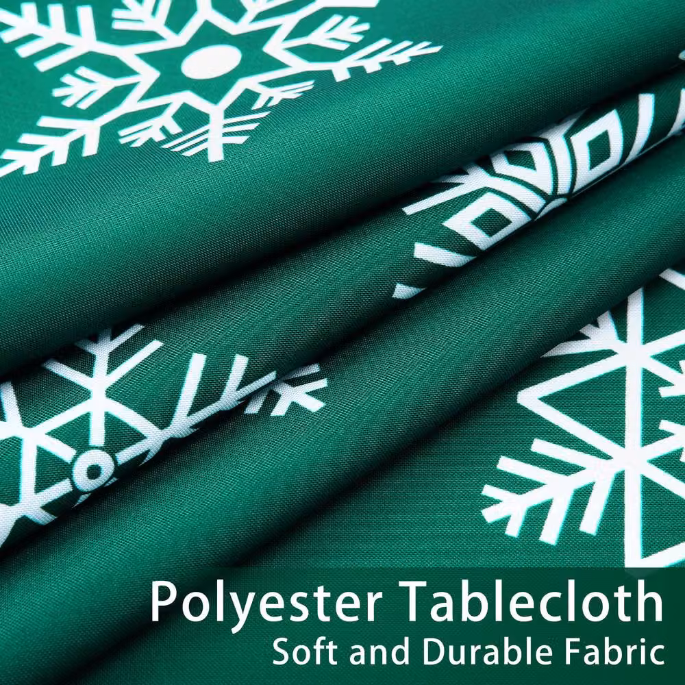 London Boutique Green Snowflake Design Christmas Polyester Rectangular Tablecloth – 8