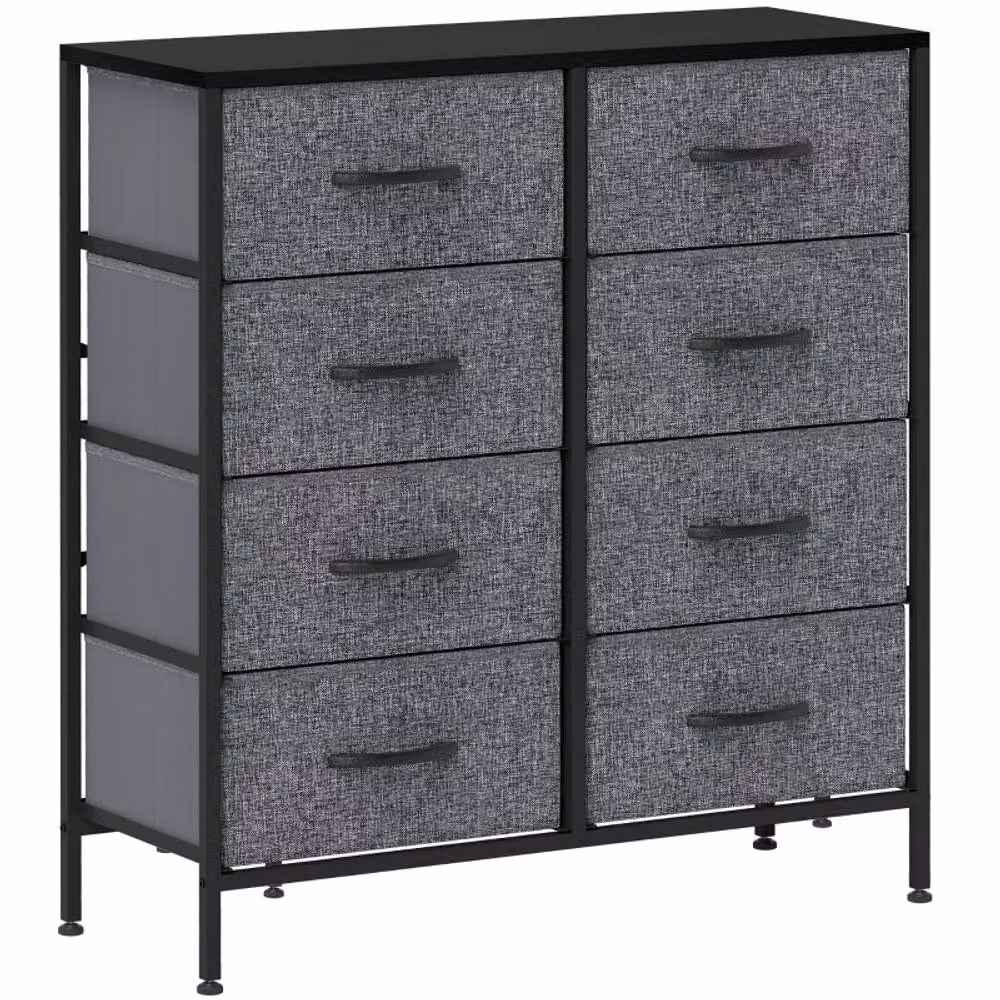 STILVORA Modern Grey Chest of Drawers with 8 Drawers and Wooden Top – 4
