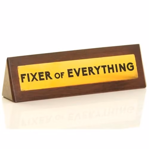 Boxer Gifts Fixer of Everything Novelty Wooden Desk Plaque Sign in Brown and Gold – 1