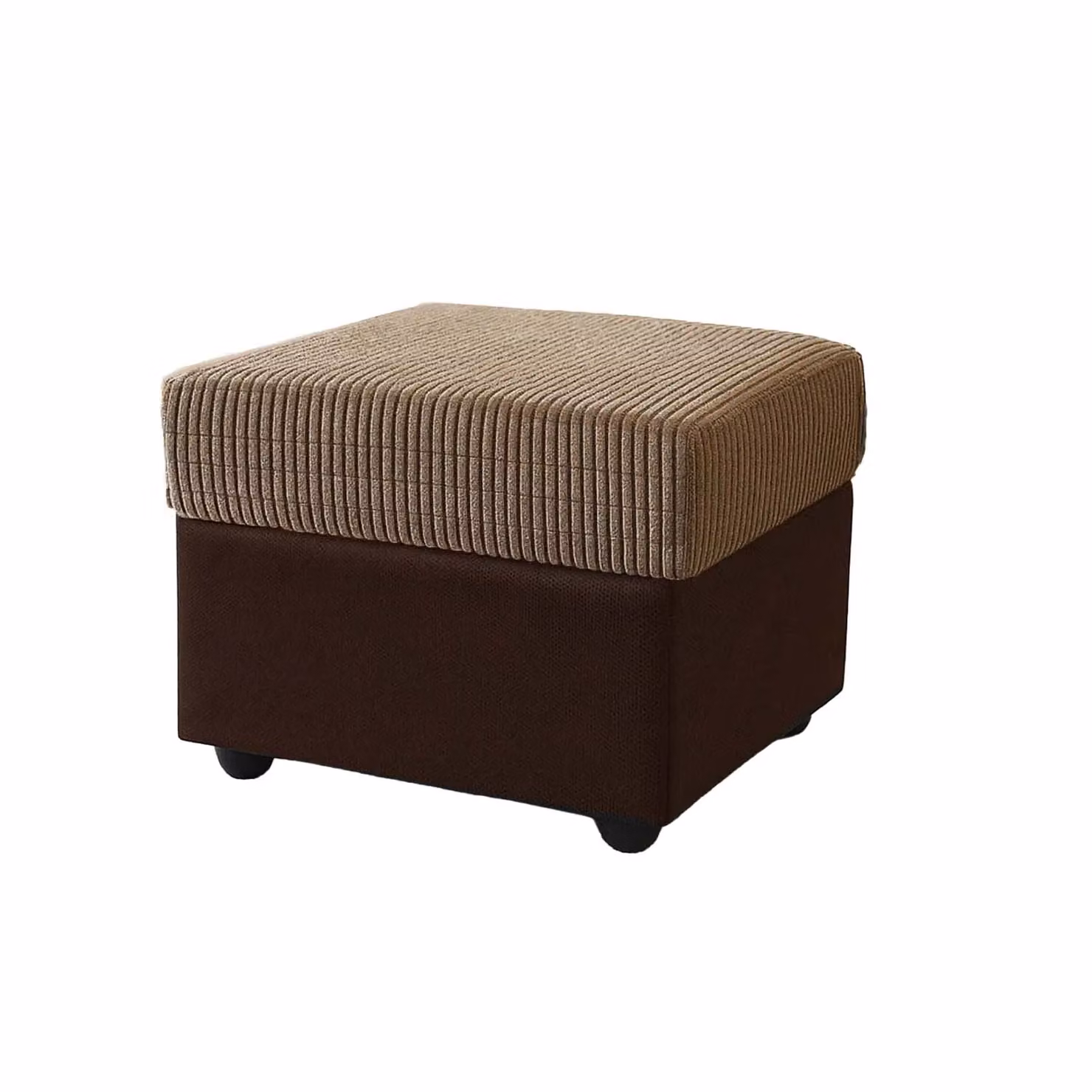 Furnishings For Less UK Luca Portobello Grey Fabric and Synthetic Leather Footstool W/D/H: 55 x 42 x 42 cm – 2