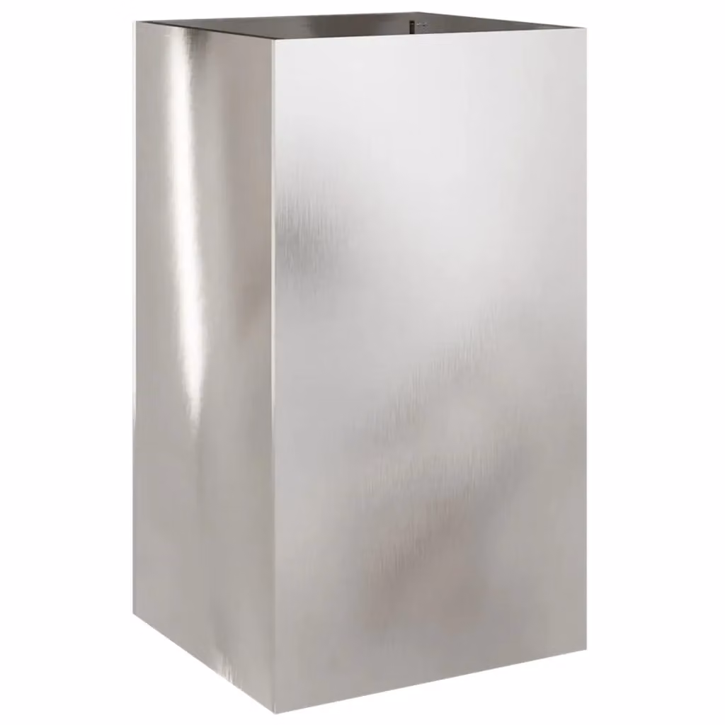 Berkfield Home Stainless Steel Planter in Silver, W: 42 cm, D: 38 cm, H: 75 cm – 2