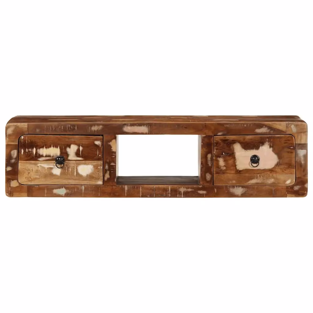 Berkfield Home Wall-mounted TV Cabinet in Brown Reclaimed Solid Wood W/D/H: 100 x 32 x 25 cm – 2