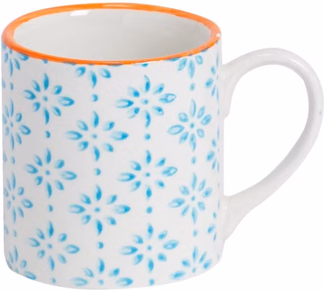 Nicola Spring Floral Hand-Printed Espresso Cup and Saucer Set, Blue and Multicolour Porcelain, 65ml