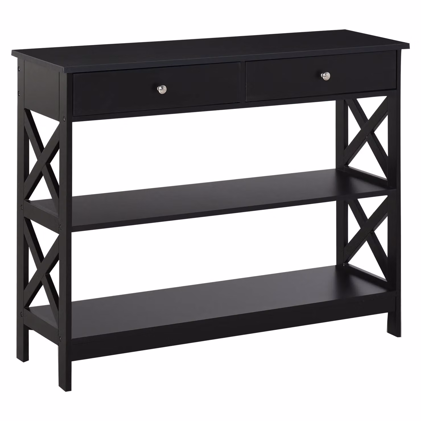 HOMCOM Modern Black Table Sofa Desk with Shelves and Drawers for your Living Room, Bedroom or Hallway – 2