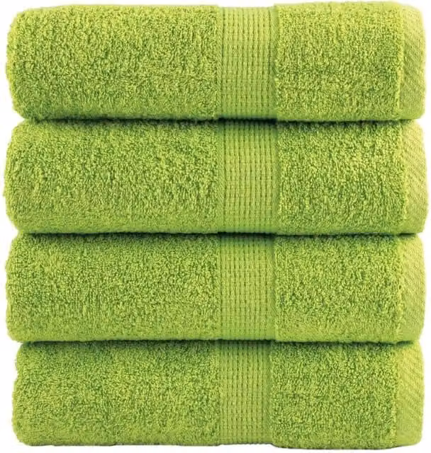 Berkfield Home SOLUND Premium Cotton Soap Towels, Apple Green, 4 Pack, W: 30 cm x H: 30 cm, 600 gsm – 1