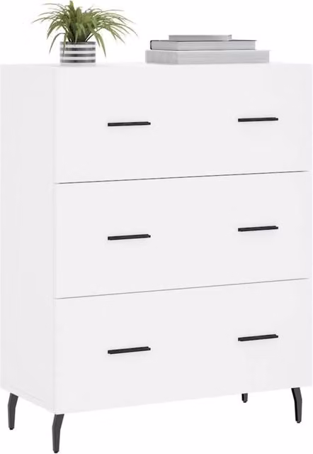 Berkfield Home Modern White Sideboard in Matt MDF and Metal, W/D/H: 69.5 x 34 x 90 cm