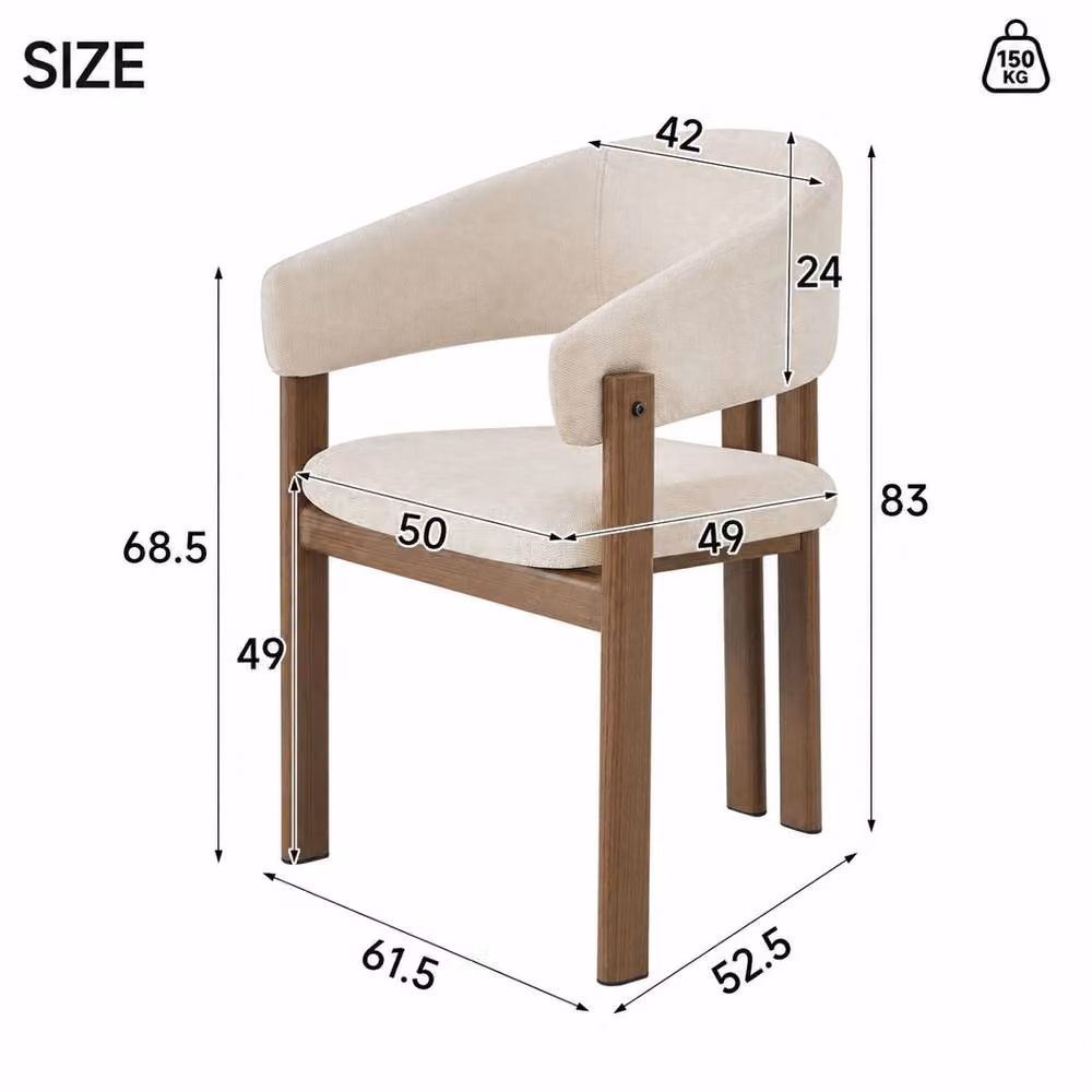 Rolipo Modern Dining Chair in Brown and Beige with Walnut Wood and Metal Frame – 2