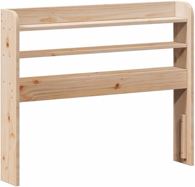 Berkfield Home Rustic Solid Wood Pine Headboard with Integrated Bedside Shelves in Beige, Width: 90 cm – 1