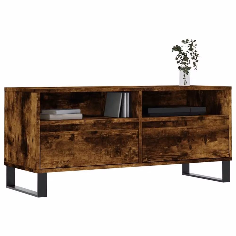 Berkfield Home Industrial TV Cabinet in Smoked Oak Brown, W/D/H: 100 x 34.5 x 44.5 cm – 3