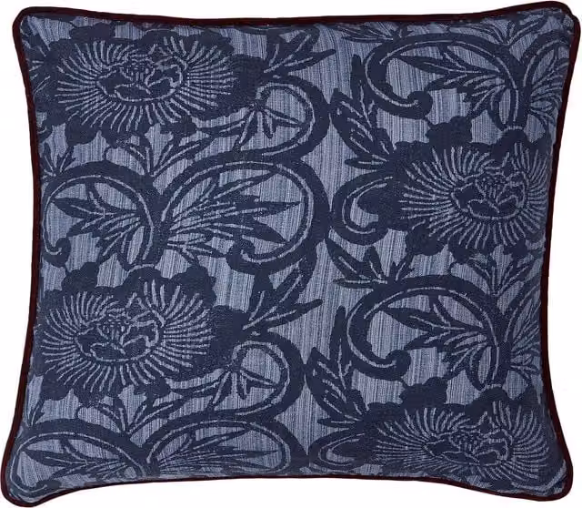 Bedeck of Belfast Stafford Floral Cushion, Blue and Red, W/D/H: 50 x 50 x 50 cm