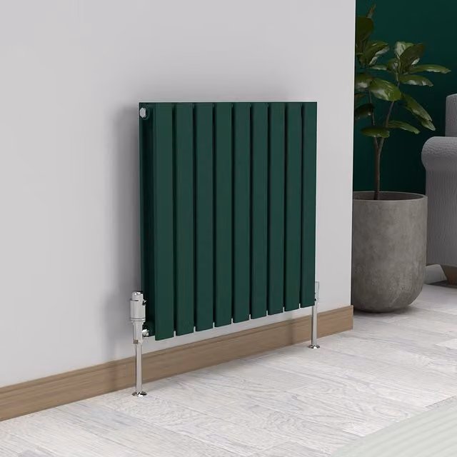 Lux Heat Flat Horizontal Double Radiator in British Racing Green, W: 60 cm, H: 63 cm