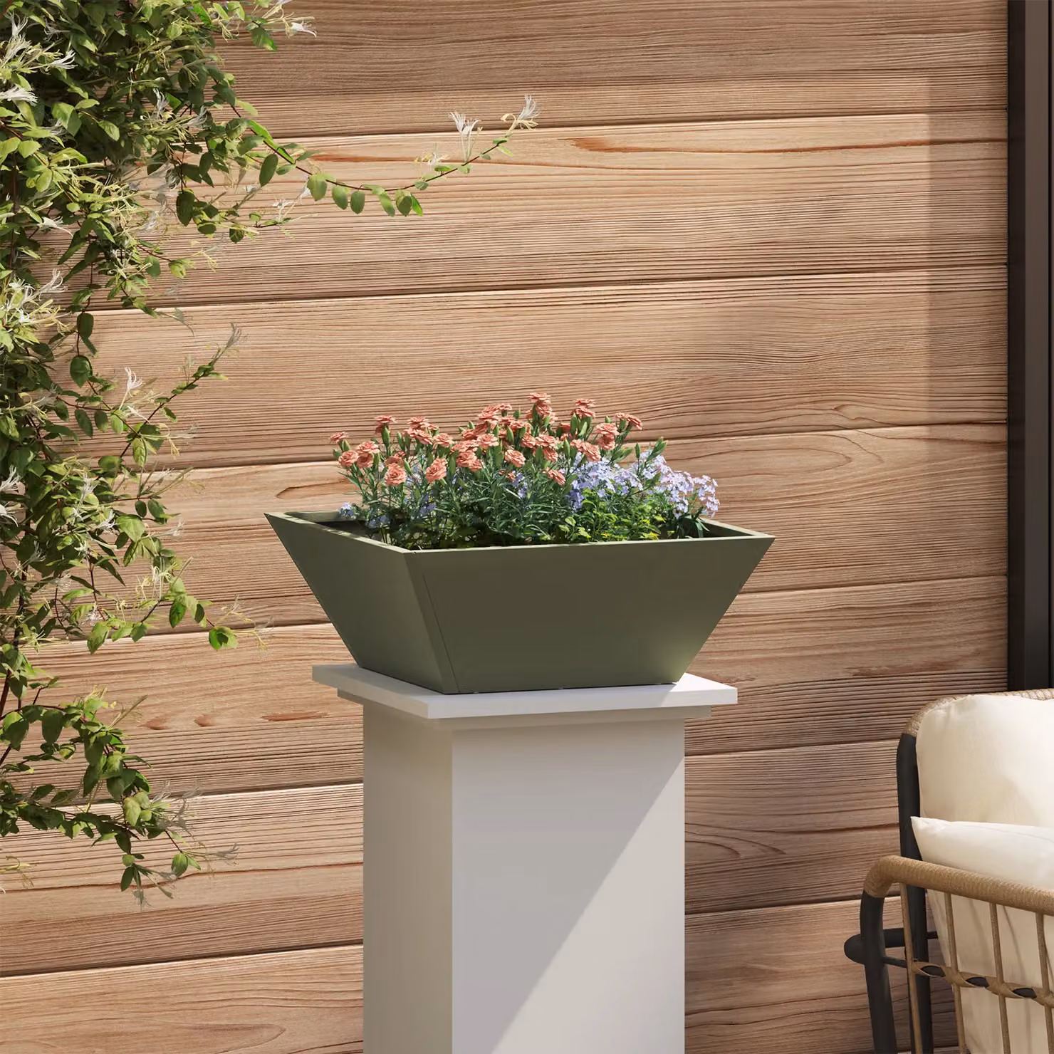 Berkfield Home Garden Steel Bowl Planters, 5 Piece Set, Green, W/D/H: 40 x 40 x 15 cm – 4