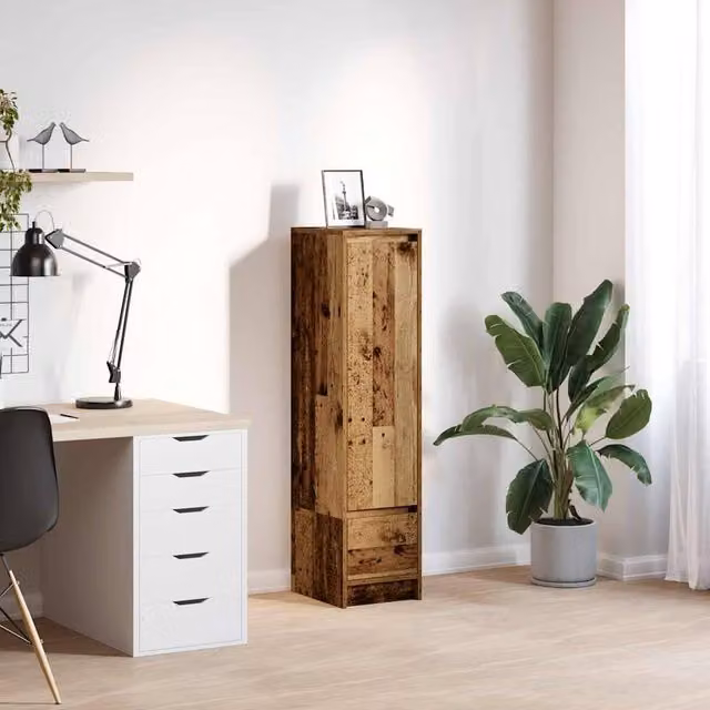 Berkfield Home Old Wood Highboard in Brown, W/D/H: 29.5 x 34 x 119.5 cm – 1