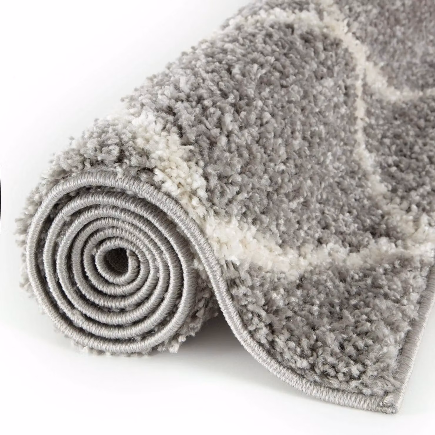 THE RUGS Moroccan Shaggy Rug, Grey and Ivory, W: 80 cm, L: 150 cm – 2