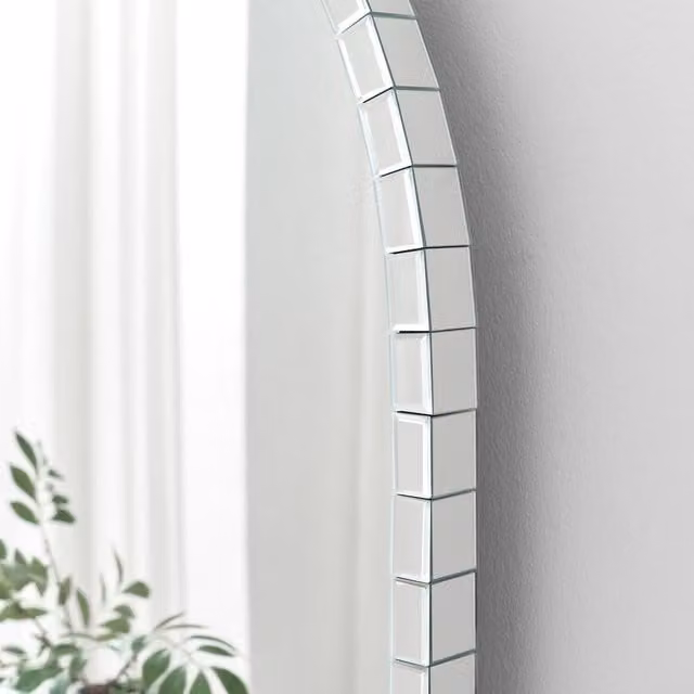 FurnitureboxUK Disco Large Glam Overmantel Arch Wall Mirror in Silver, H 101 cm x W 81 cm x D 1 cm