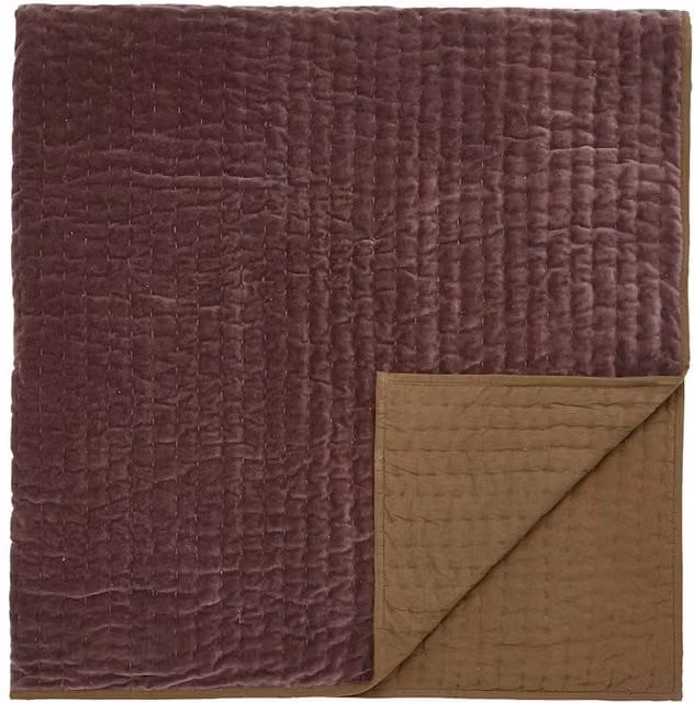 Bedeck of Belfast Elinor Brown Velvet and Cotton Quilted Throw