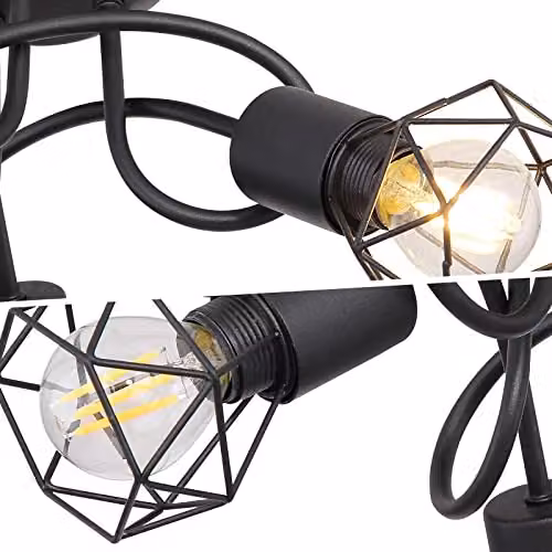 Netlighting Xara I Black Metal Multi Arm Semi Flush Ceiling Lamp with 3x E14 Sockets – 5