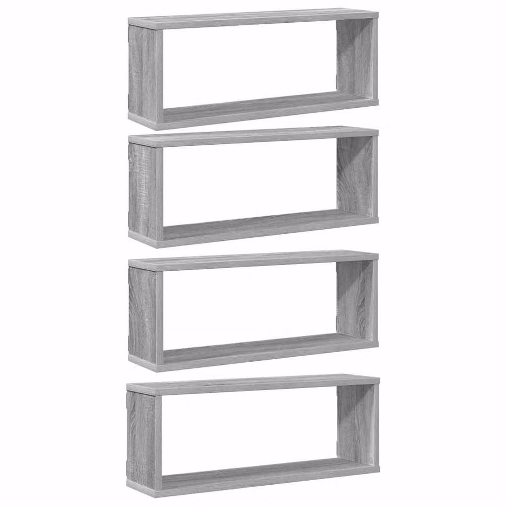 Berkfield Home Wall Cube Shelves, 4 Piece Set in Grey Sonoma, W: 60 cm, D: 15 cm, H: 23 cm – 2
