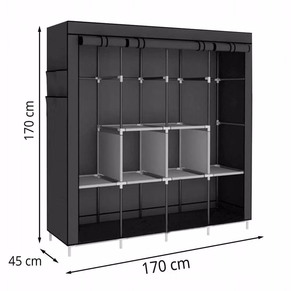 Kelvenix Large Capacity Clothes Storage Organiser Rail in Black – 2